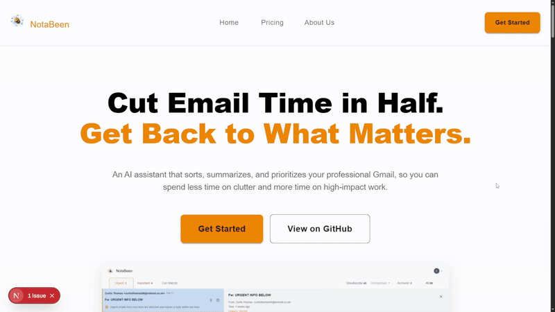 NotaBeen Product Dashboard GIF